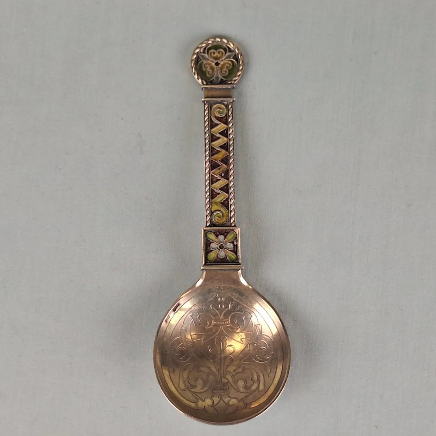 Antiker norwegischer Plique-À-Jour Löffel aus Silber von Jacob Tostrup, 1880