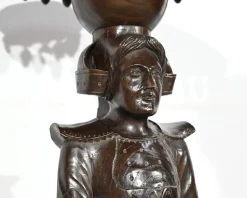 Antiker Sockel aus Kastanienholz, 1890er