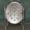 Antiker versilberter italienischer Art Deco Kaminschirm aus geschliffenem Glas von Aeg, 1920
