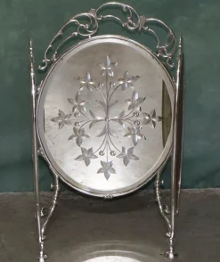 Antiker versilberter italienischer Art Deco Kaminschirm aus geschliffenem Glas von Aeg, 1920