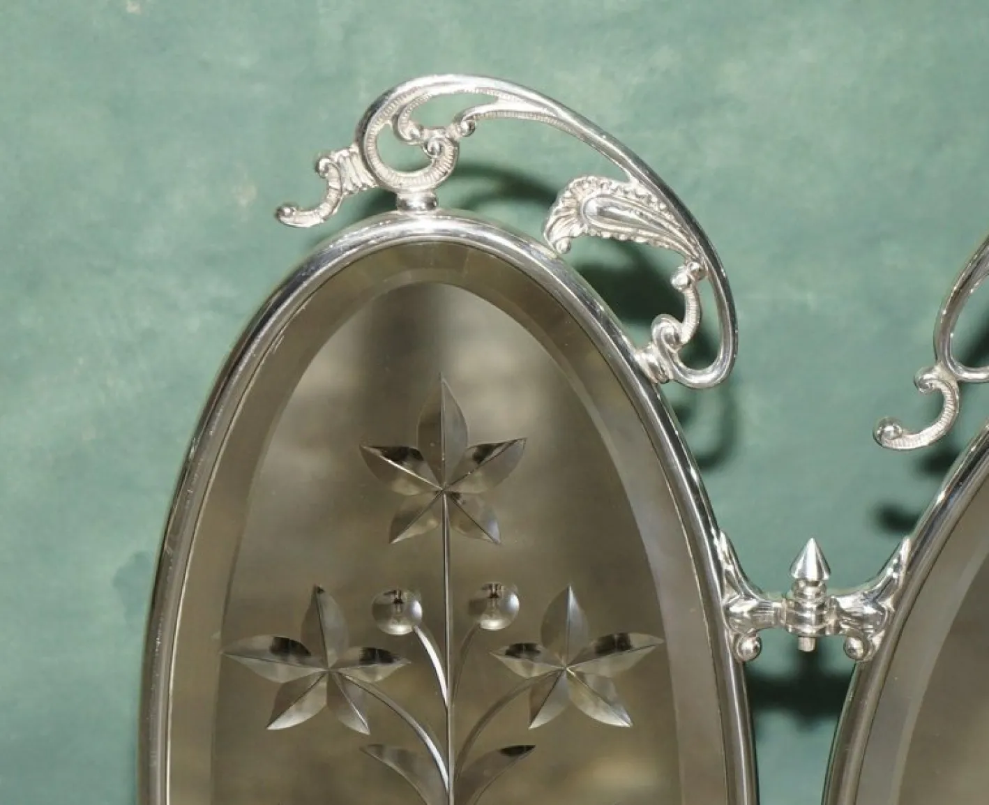 Antiker versilberter italienischer Art Deco Kaminschirm aus geschliffenem Glas von Aeg, 1920