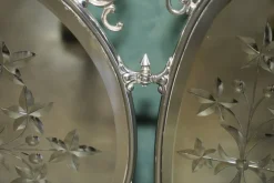 Antiker versilberter italienischer Art Deco Kaminschirm aus geschliffenem Glas von Aeg, 1920