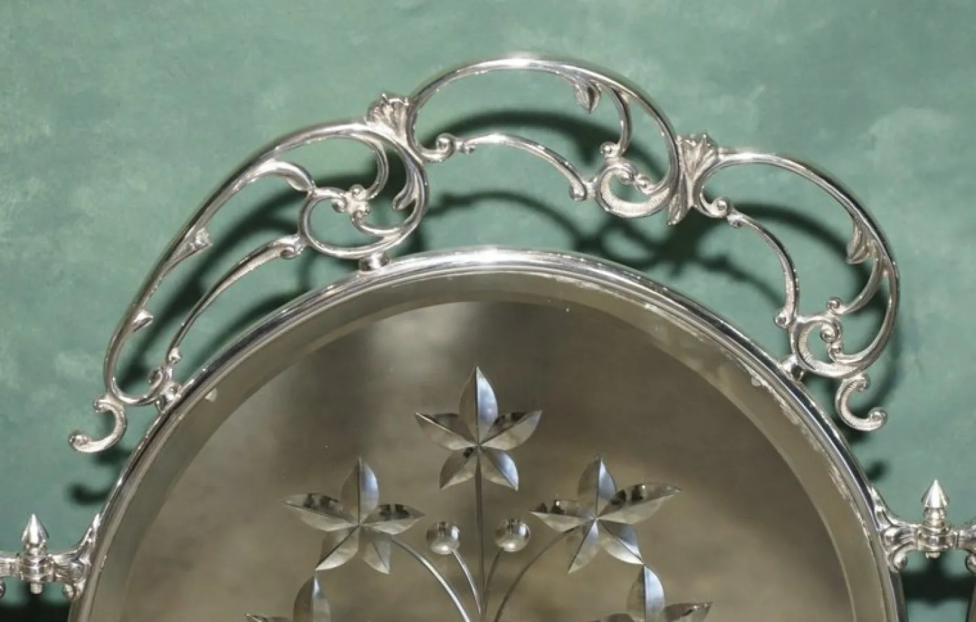 Antiker versilberter italienischer Art Deco Kaminschirm aus geschliffenem Glas von Aeg, 1920