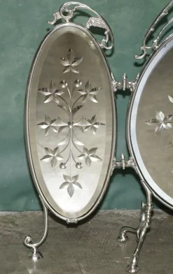 Antiker versilberter italienischer Art Deco Kaminschirm aus geschliffenem Glas von Aeg, 1920