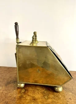 Antiker viktorianischer Kohlekasten aus Messing & Kupfer, 1880