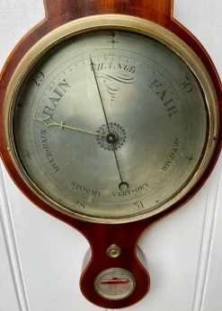 Antikes George III Banjo Barometer aus Mahagoni & Buchsbaum Intarsien, 1790
