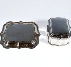 Antike silberne Dose auf Gefäß, 1872, 2er Set