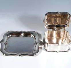 Antike silberne Dose auf Gefäß, 1872, 2er Set