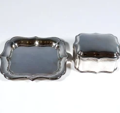 Antike silberne Dose auf Gefäß, 1872, 2er Set