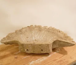 Antikes Muschel-Vogelbad aus Beton