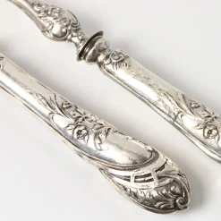 Antikes Salatbesteck in Silber & Elfenbeinimitat, 1890er, 2er Set