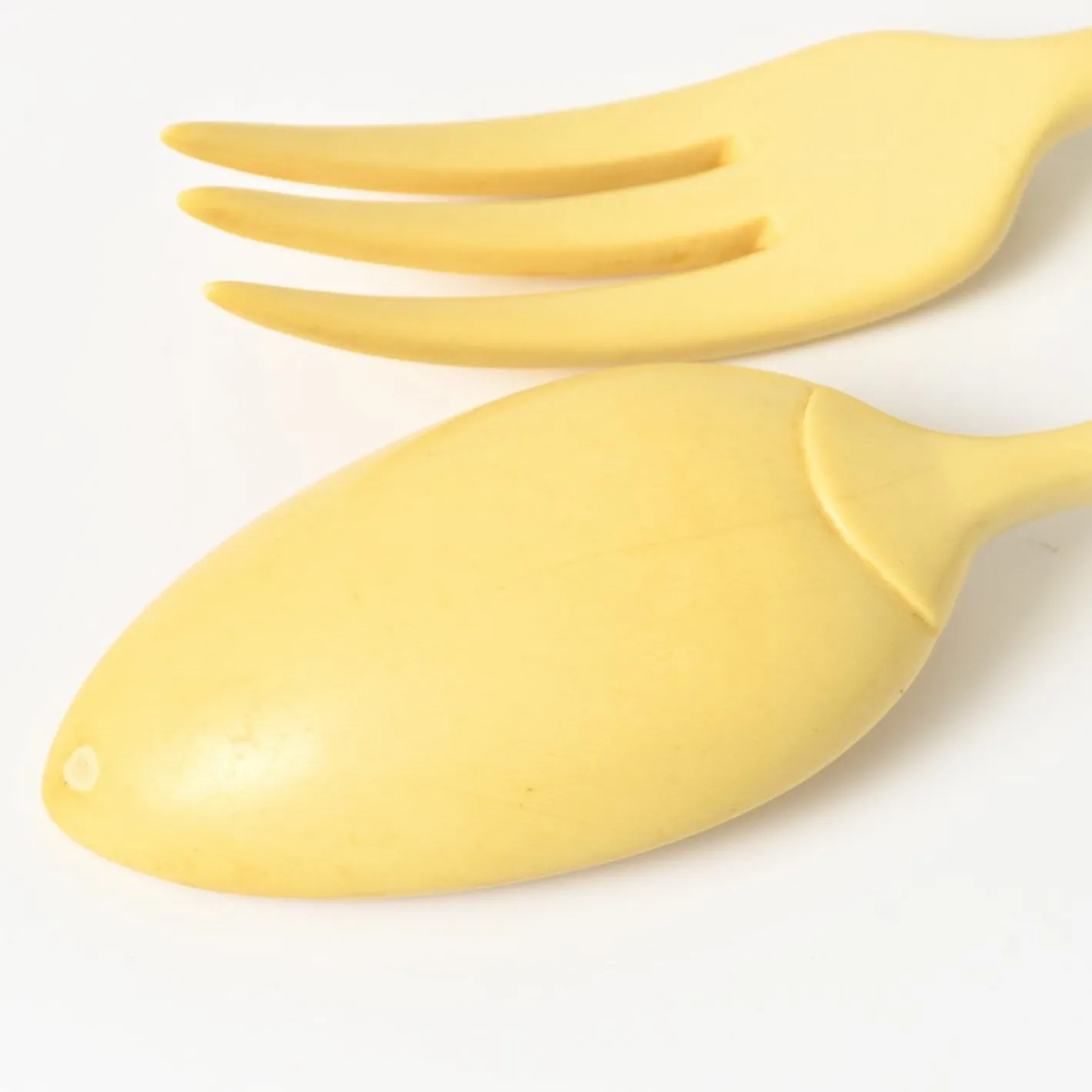 Antikes Salatbesteck in Silber & Elfenbeinimitat, 1890er, 2er Set