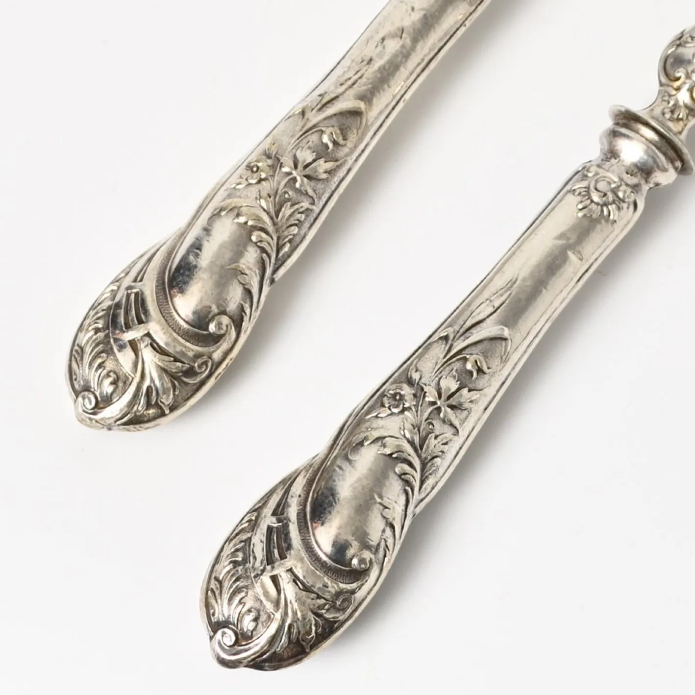 Antikes Salatbesteck in Silber & Elfenbeinimitat, 1890er, 2er Set