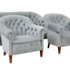 Antikes Sofa und Stühle mit Knopfleiste, 1900, 3er Set