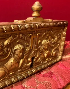 Antikes Türschloss aus Vergoldeter & Gemeißelter Bronze, 18. Jh., Frankreich