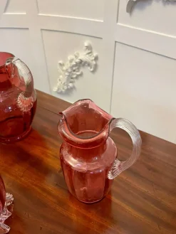 Antike viktorianische Cranberry Glasartikel, 1880, 7 . Set