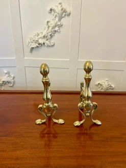 Antike viktorianische Feuerhunde aus Messing, 1860er, 2er Set