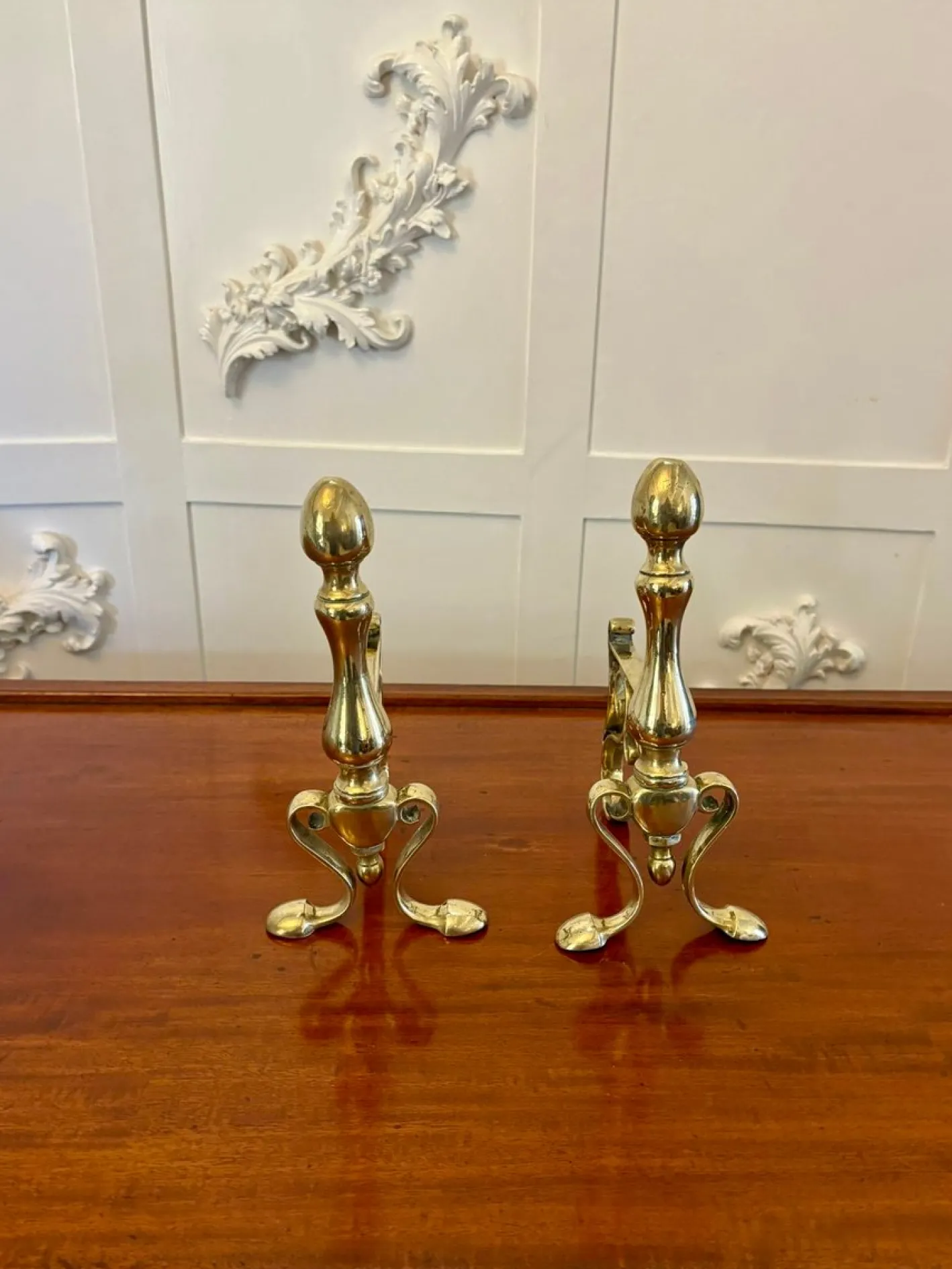 Antike viktorianische Feuerhunde aus Messing, 1860er, 2er Set