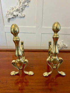 Antike viktorianische Feuerhunde aus Messing, 1860er, 2er Set
