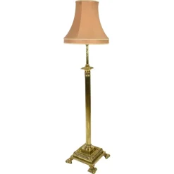 Antike viktorianische korinthische Säulen-Teleskop-Stehlampe aus Messing, 1890er