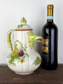 Antike zoomorphe italienische Majolica Kaffeekanne im Stil von Pasquale Rubati, frühes 20. Jh