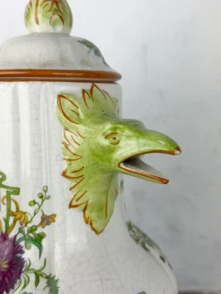 Antike zoomorphe italienische Majolica Kaffeekanne im Stil von Pasquale Rubati, frühes 20. Jh