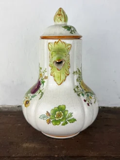 Antike zoomorphe italienische Majolica Kaffeekanne im Stil von Pasquale Rubati, frühes 20. Jh