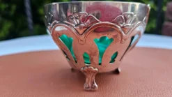 Antike Zuckerdose aus grünem Glas, 1890er