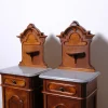 Antique Bedside Tables with Marble Backsplashes and Bases, Late 19th Century, Set of 2