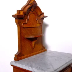Antique Bedside Tables with Marble Backsplashes and Bases, Late 19th Century, Set of 2