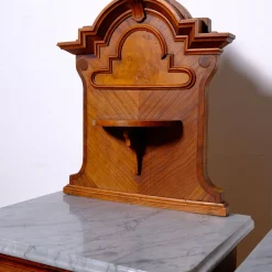 Antique Bedside Tables with Marble Backsplashes and Bases, Late 19th Century, Set of 2