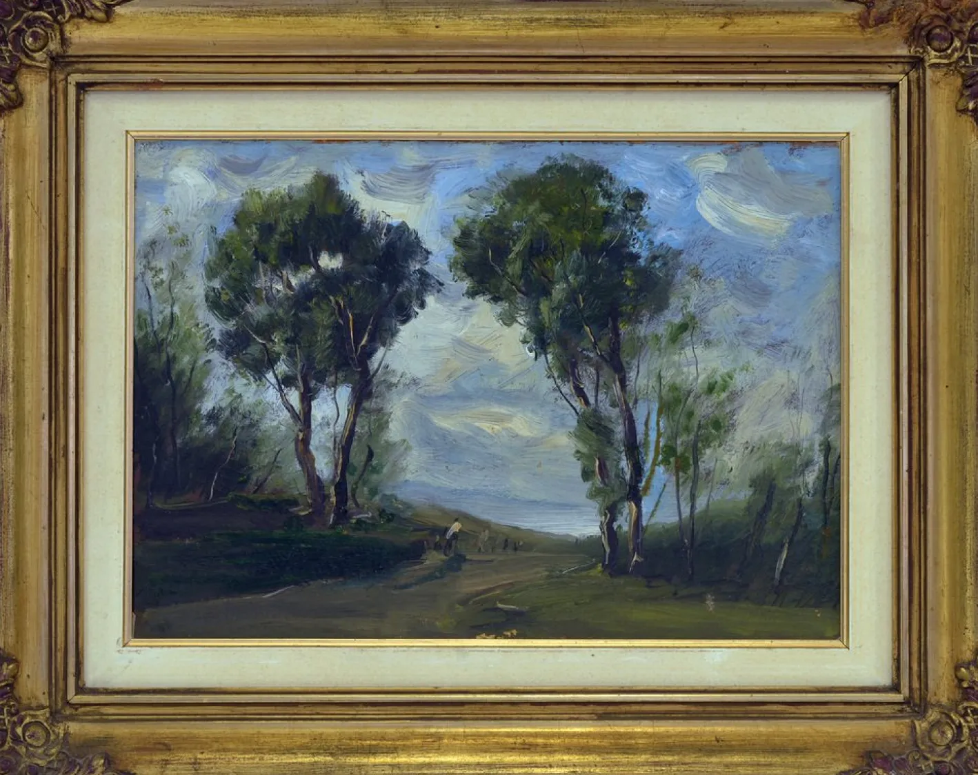 Antonio Asturi, Landschaft in Sorrento, 1950er, Öl auf Karton, Gerahmt