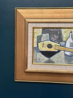 Arnold Eres, Stilleben mit Laute, 1950er, Öl auf Holz, gerahmt
