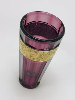 Art Deco Amethyst Kristallglasvase von Ludwig Moser, 1920er