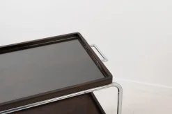 Art Deco Barwagen mit Tabletts aus dunklem Holz
