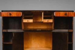 Art Deco Bücherregal mit Sekretär aus Birke & Nussholz