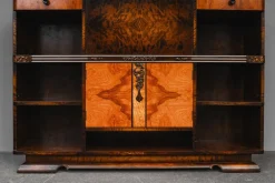 Art Deco Bücherregal mit Sekretär aus Birke & Nussholz