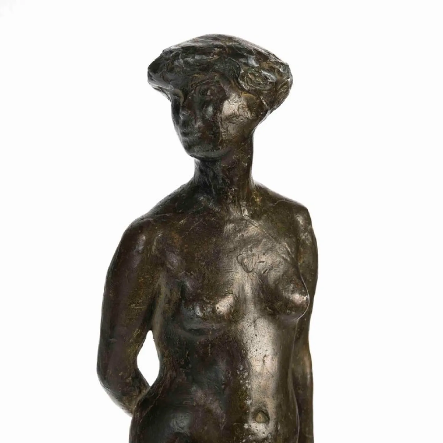 Art Deco Bronzeskulptur auf Steinsockel, 1930