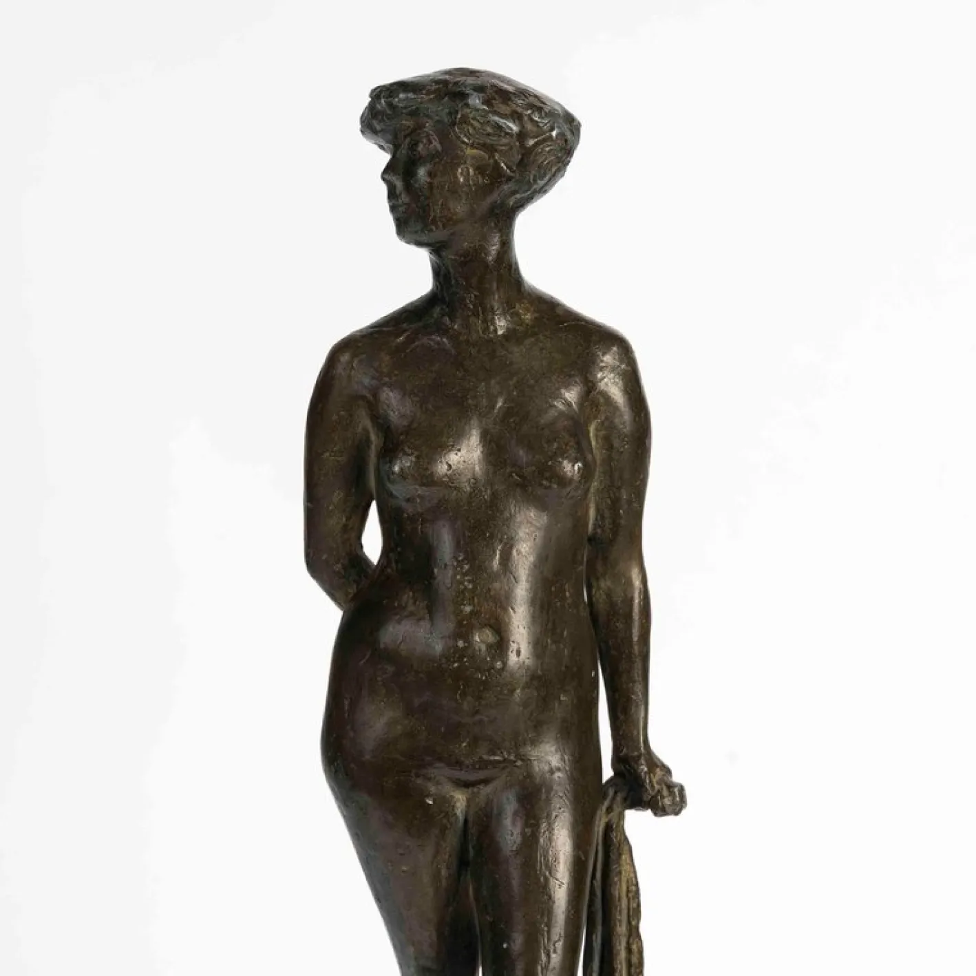 Art Deco Bronzeskulptur auf Steinsockel, 1930