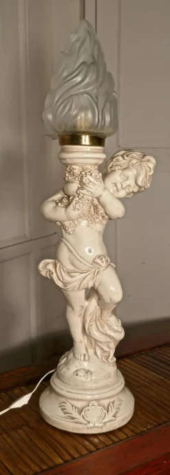 Art Deco Cherub oder Putti Tischlampe, 1960er