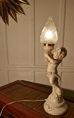 Art Deco Cherub oder Putti Tischlampe, 1960er