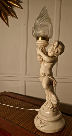 Art Deco Cherub oder Putti Tischlampe, 1960er