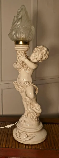 Art Deco Cherub oder Putti Tischlampe, 1960er