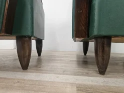 Art Deco Clubsessel aus Nussholz & grünem ECO-Leder, 1940, 2er Set