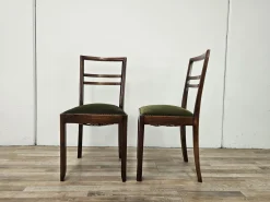 Art Deco Esszimmerstühle aus Nussholz & Stoff, 1940, 2er Set