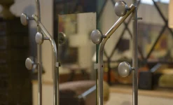 Art Deco Garderobenständer aus Poliertem Aluminium mit Spiegel, 1950er