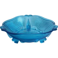 Art Deco Glas mit Fischfüßen - Wunderschönes sattes Blau von Josef Inwald, 1930er