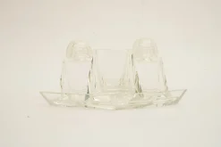 Art Deco Glas Salz & Pfeffer mit Zahnstocherhaltern, Wien, 1920er