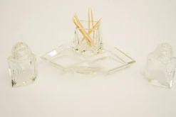 Art Deco Glas Salz & Pfeffer mit Zahnstocherhaltern, Wien, 1920er