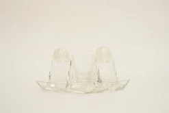 Art Deco Glas Salz & Pfeffer mit Zahnstocherhaltern, Wien, 1920er